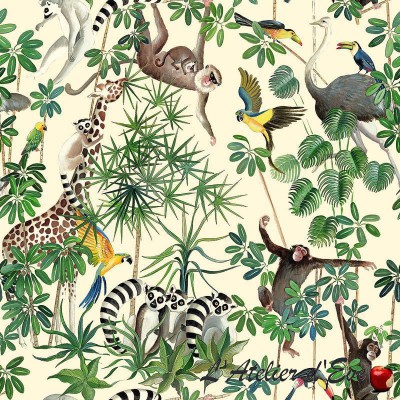 Cotton fabric "The jungle of animals" Thevenon