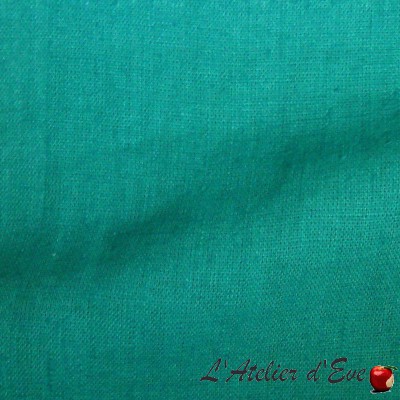 "Washed linen" blue green Coupon 100x140cm fabric upholstery Thevenon
