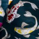 "Illiade" multicolore fond marine Rideau Made in France coton Thevenon