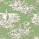 Histoire d'eau -1062619 vert fond pistache Toile de jouy coton grande largeur Thevenon vendue au mètre