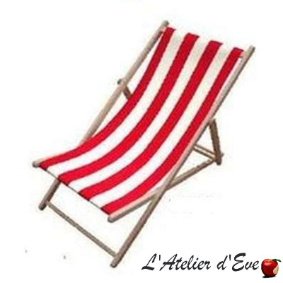 Coupon 3m50 x 0.42cm canvas lounger" cotton printed Red-White