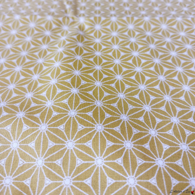 Tissu coton fantaisie Fuji jaune
