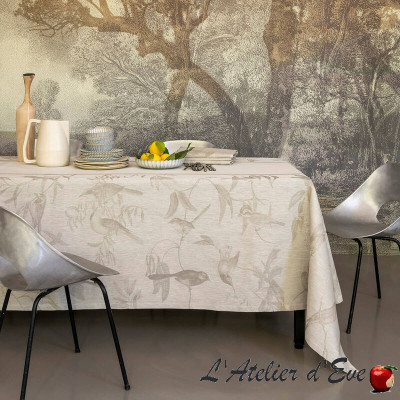 100% linen tablecloth "Avière" nocturne Le Jacquard French