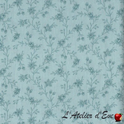 Coupon 1m x 2m80 "Moda Blue Flowers" printed cotton percale