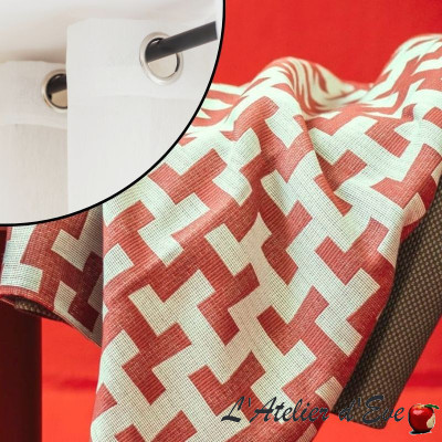 Non-fire jacquard curtain "Naka Uono" Made in France